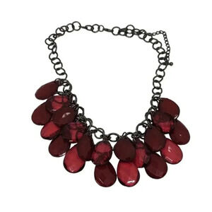 y2k Chunky Statement Necklace Manitee Length Cherry Red Pendents Costume Jewelry